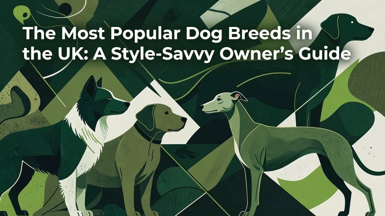Professional header image for list-based article: The Most Popular Dog Breeds in the UK: A Style-Savvy Owne...