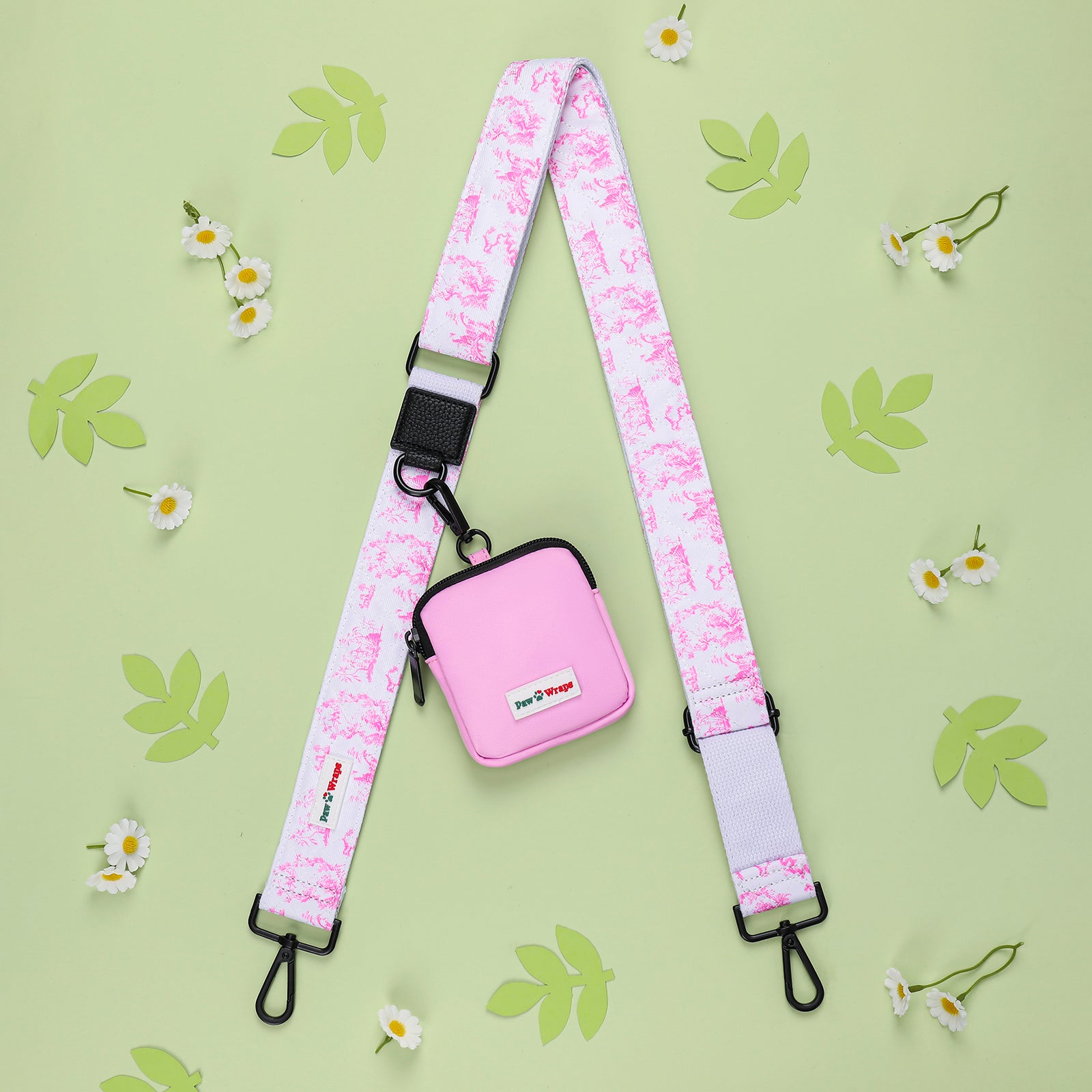 Paw Wraps DOG WALKING BAG Pink Pink Cross Body Dog Walking Bag with Adjustable Strap and Treats Pouch