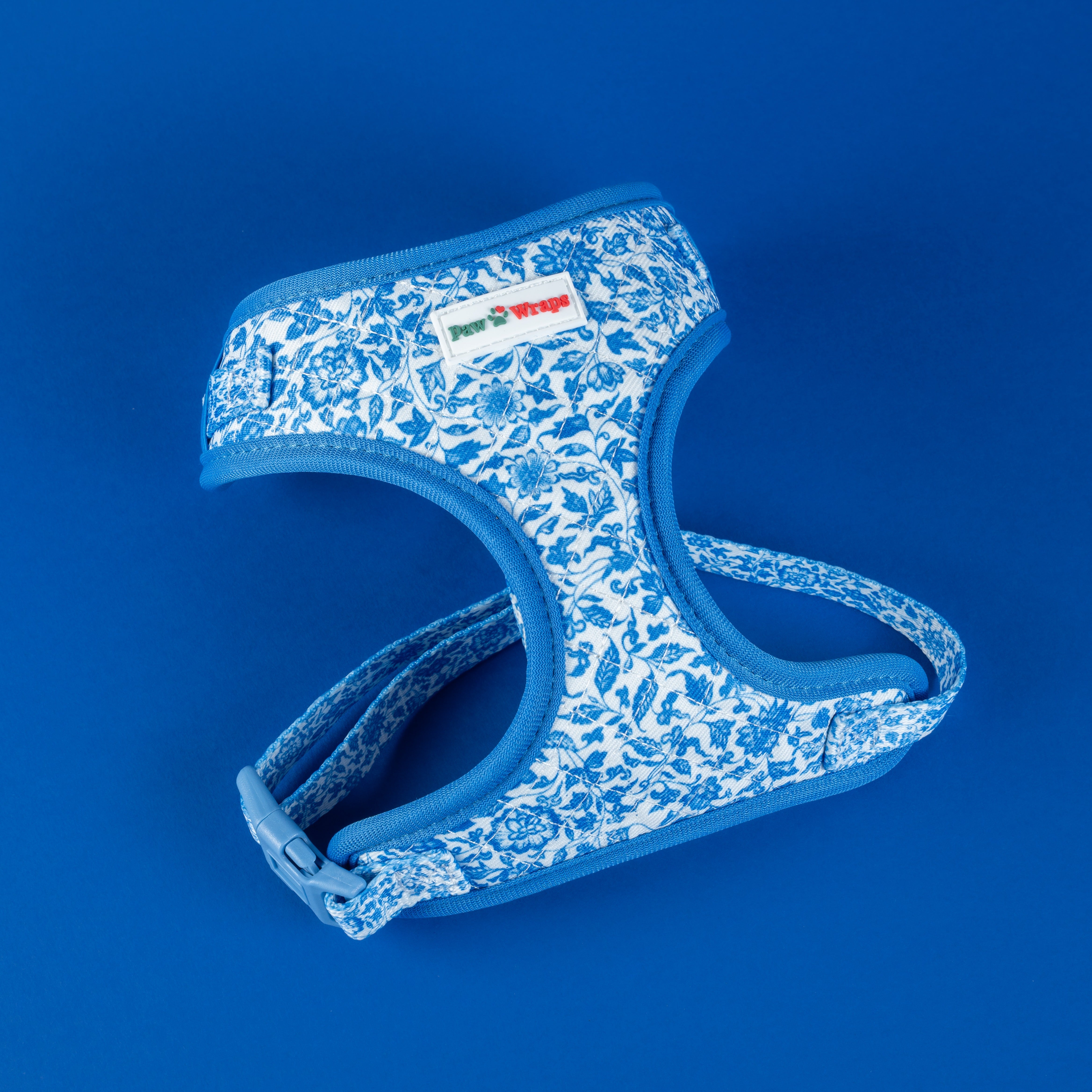Blue Toile de Jouy Adjustable Neck Dog Harness