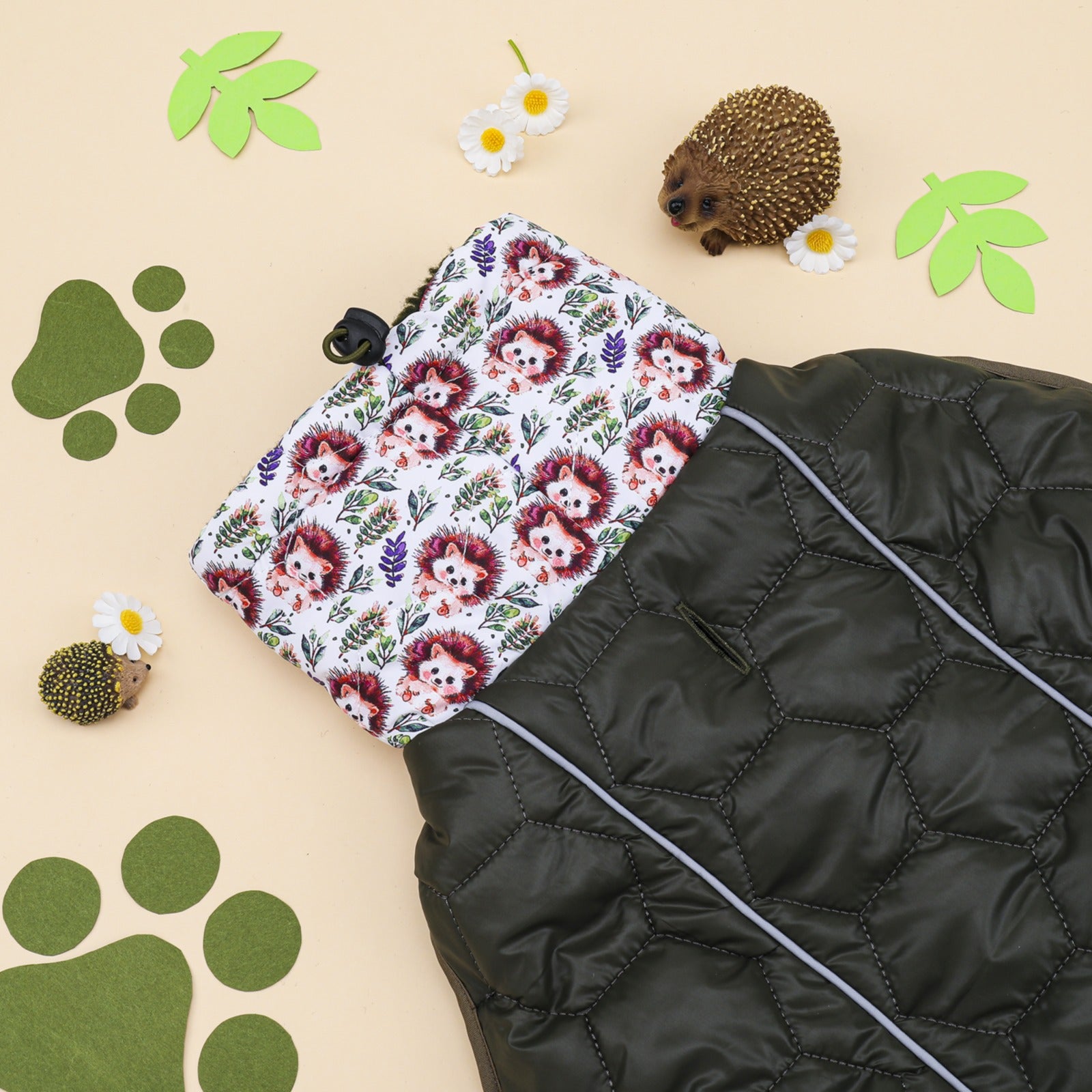 Paw Wraps Dog Coat Waterproof Padded Dog Coat Country Hedgehog