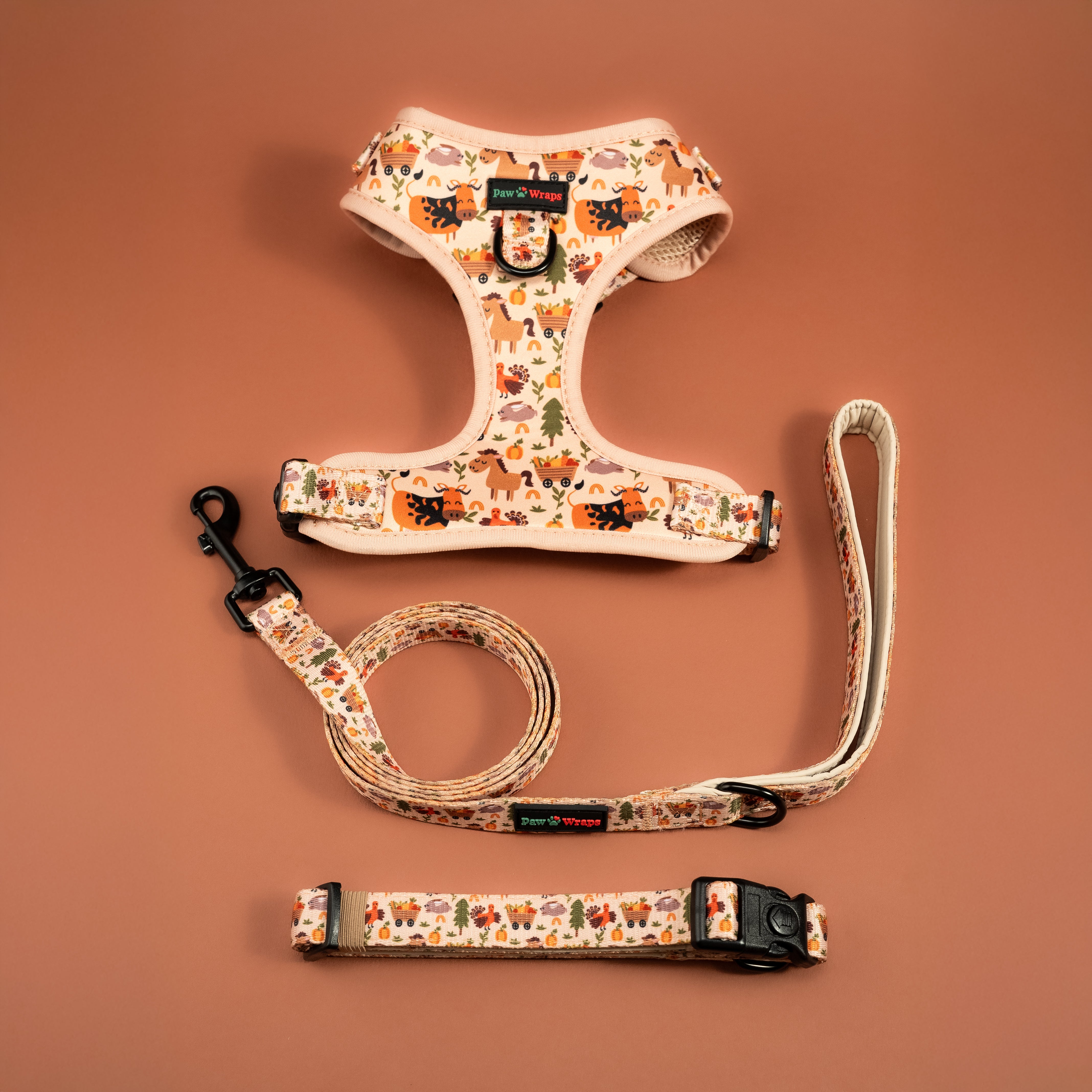 Paw Wraps Dog Harness Whimsical Farm No-Pull Dog Harness
