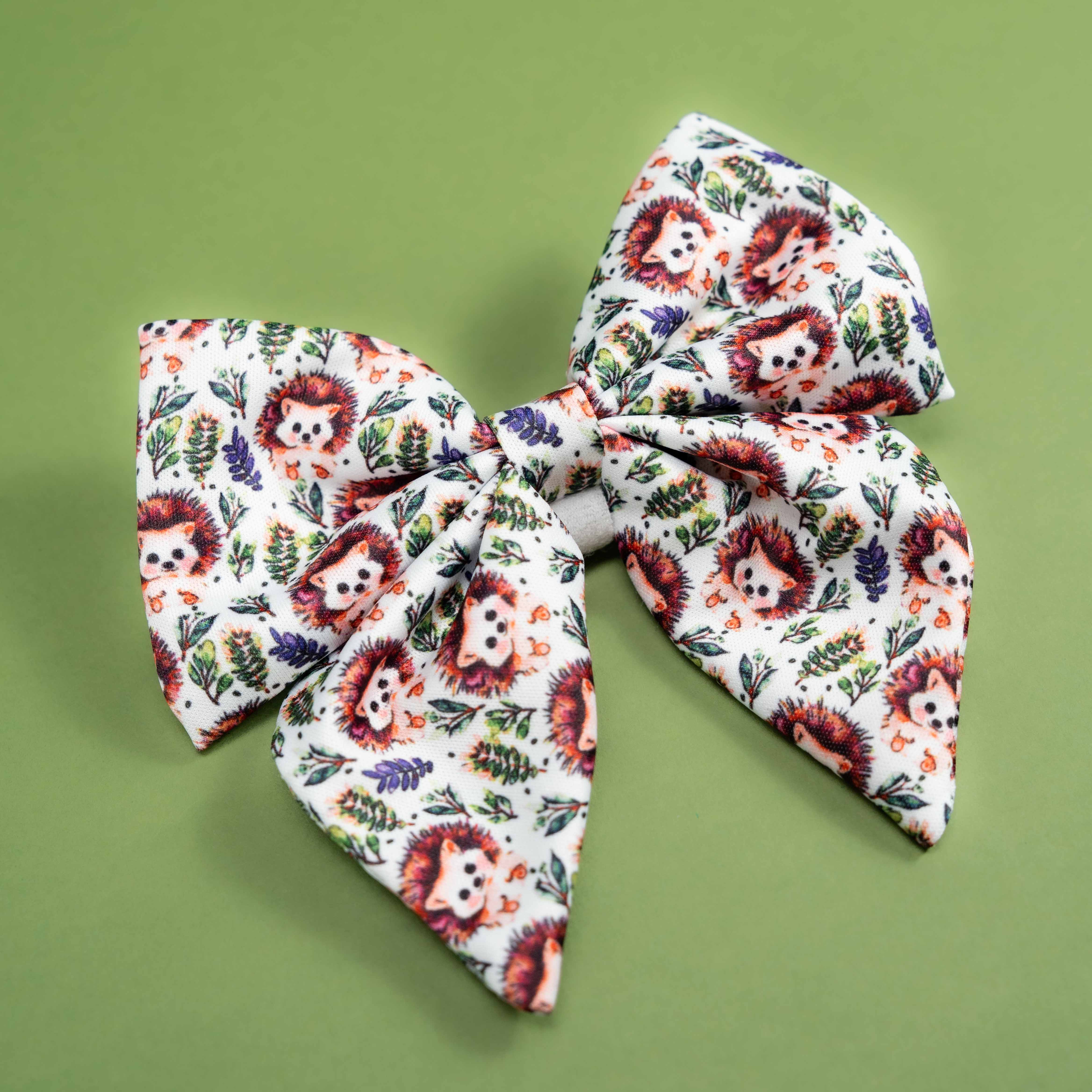 Cute hedgehog print dog bow tie for stylish puppy accessories