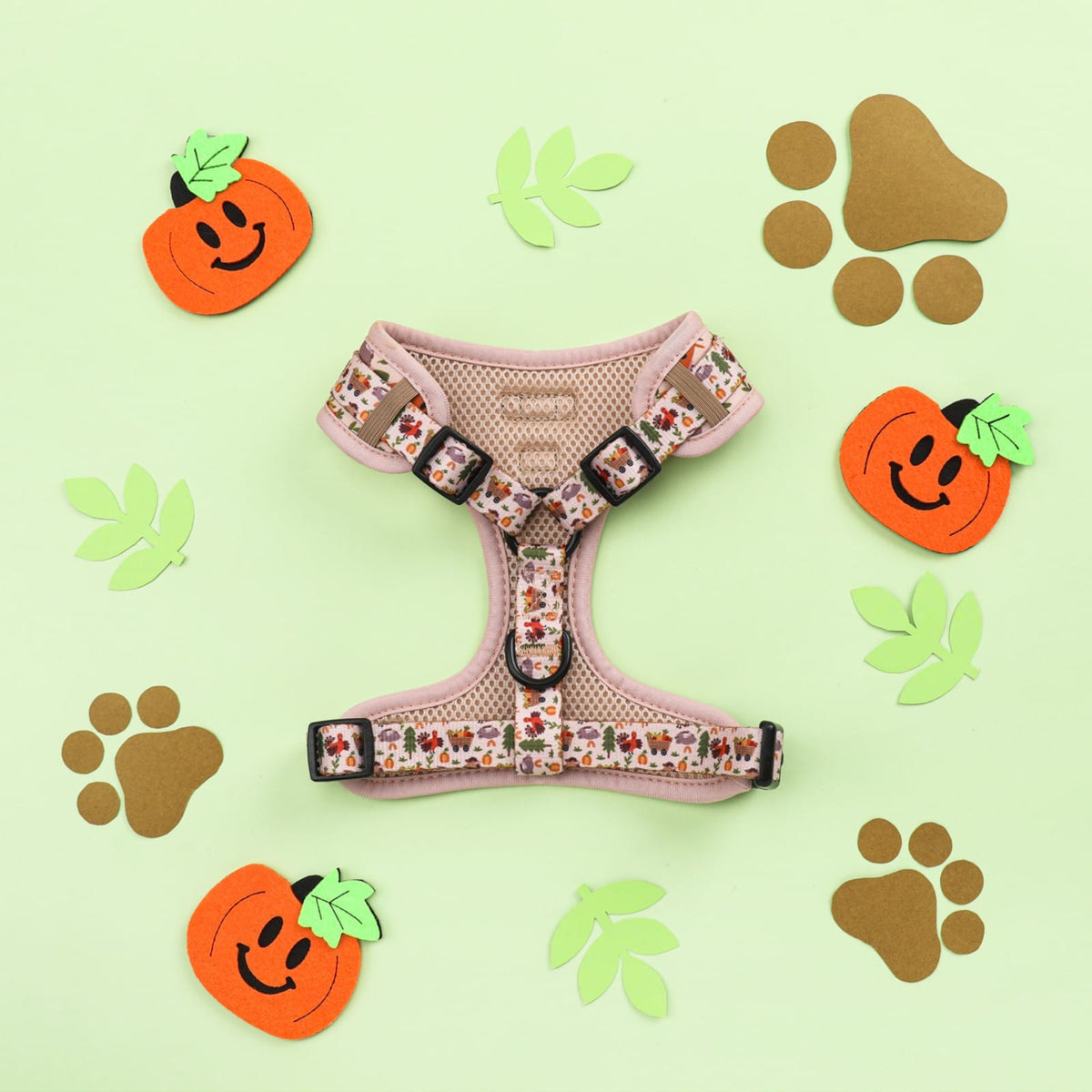 Paw Wraps Dog Harness Whimsical Farm Print No-Pull Neoprene Dog Harness