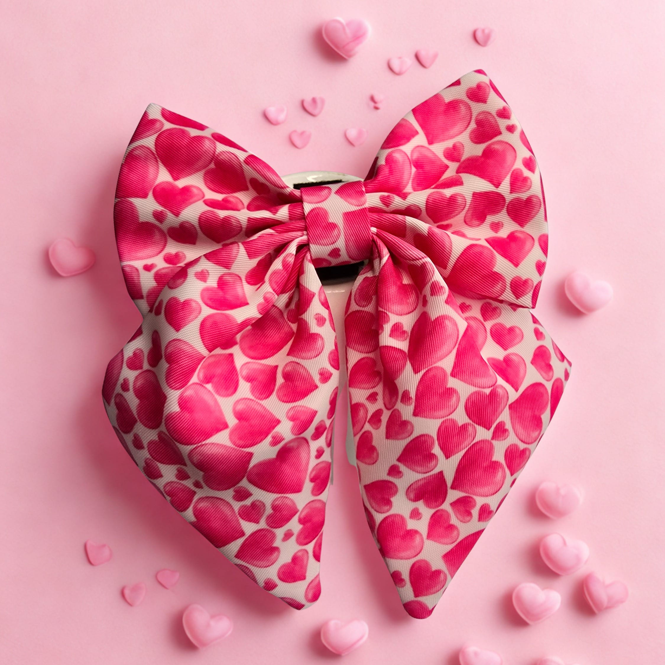 Paw Wraps Dog Sailor Bow Hot Pink Love Hearts Dog Sailor Bow Tie
