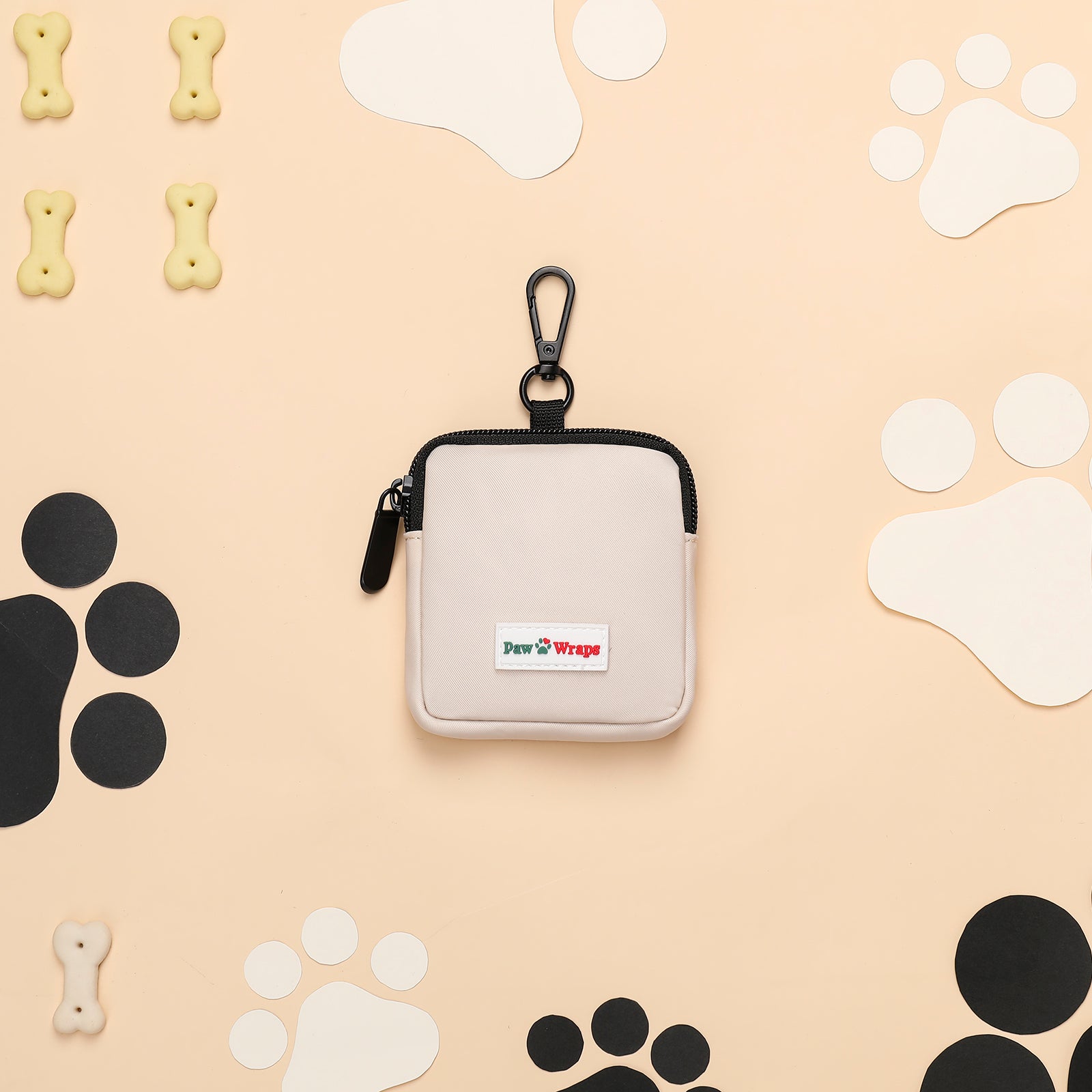 Paw Wraps Dog Treats Pouch cream Treats pouch with zip