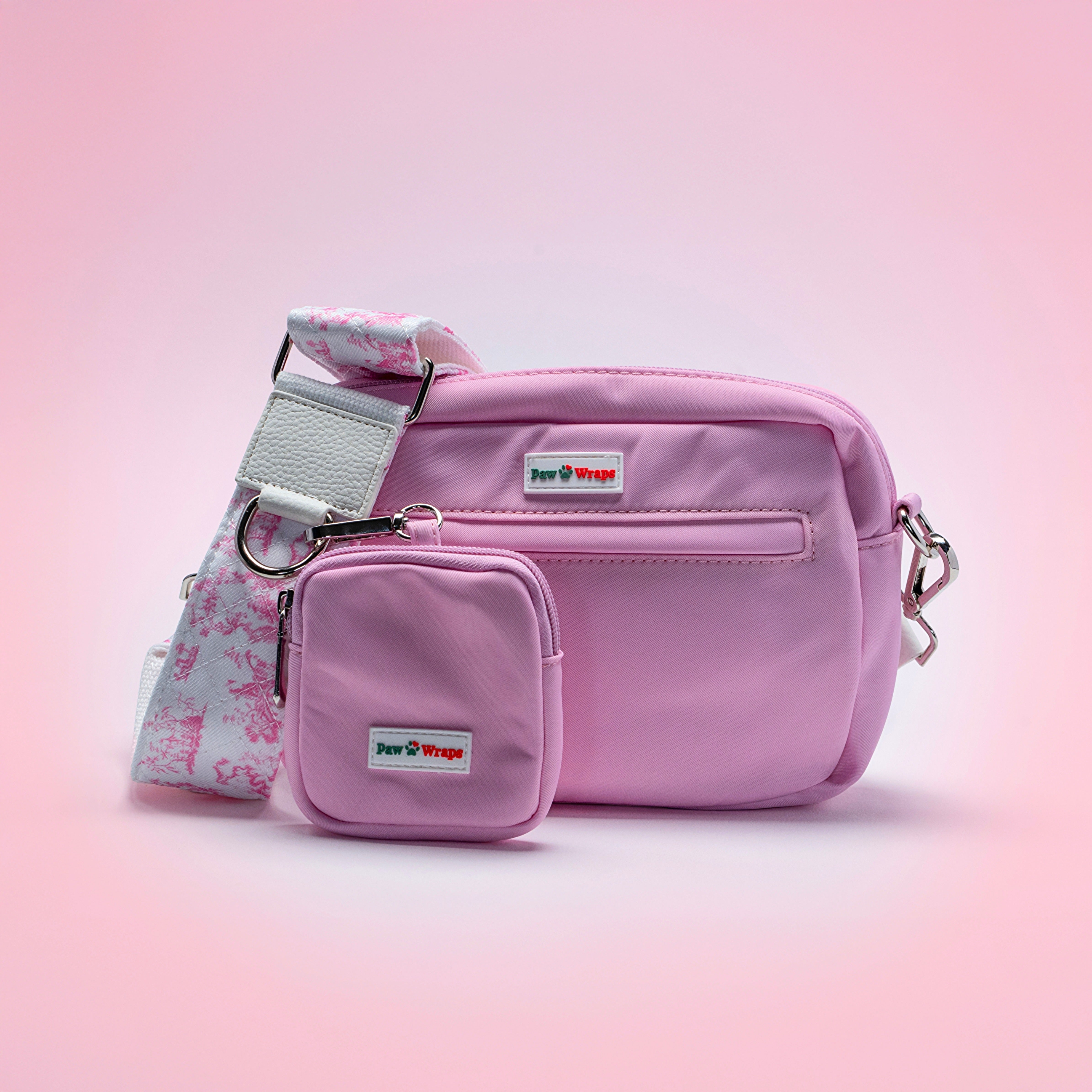 Paw Wraps DOG WALKING BAG Pink Pink Cross Body Dog Walking Bag with Adjustable Strap and Treats Pouch