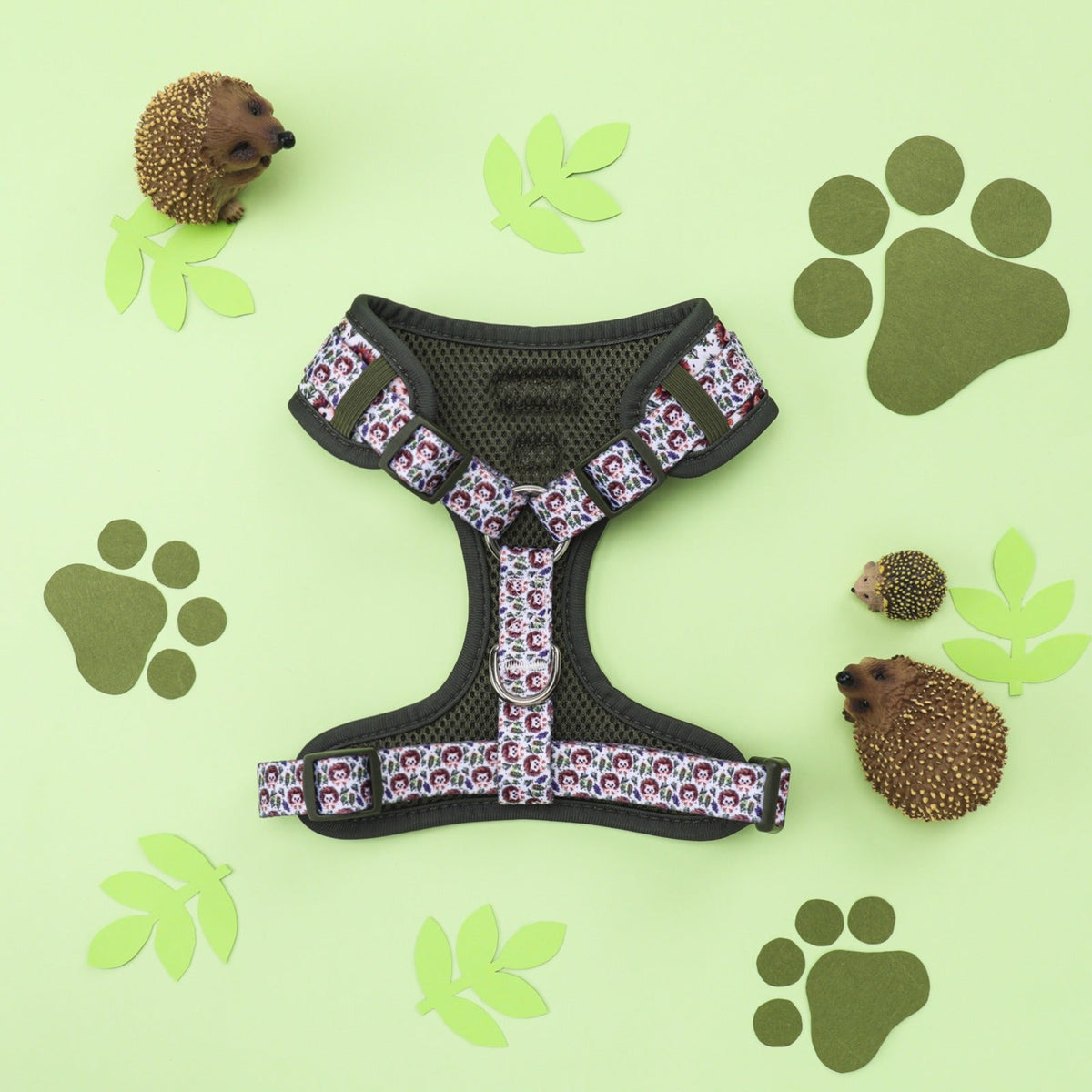 Paw Wraps Dog Harness Country Hedgehog Dark Green No-Pull Neoprene Dog Harness