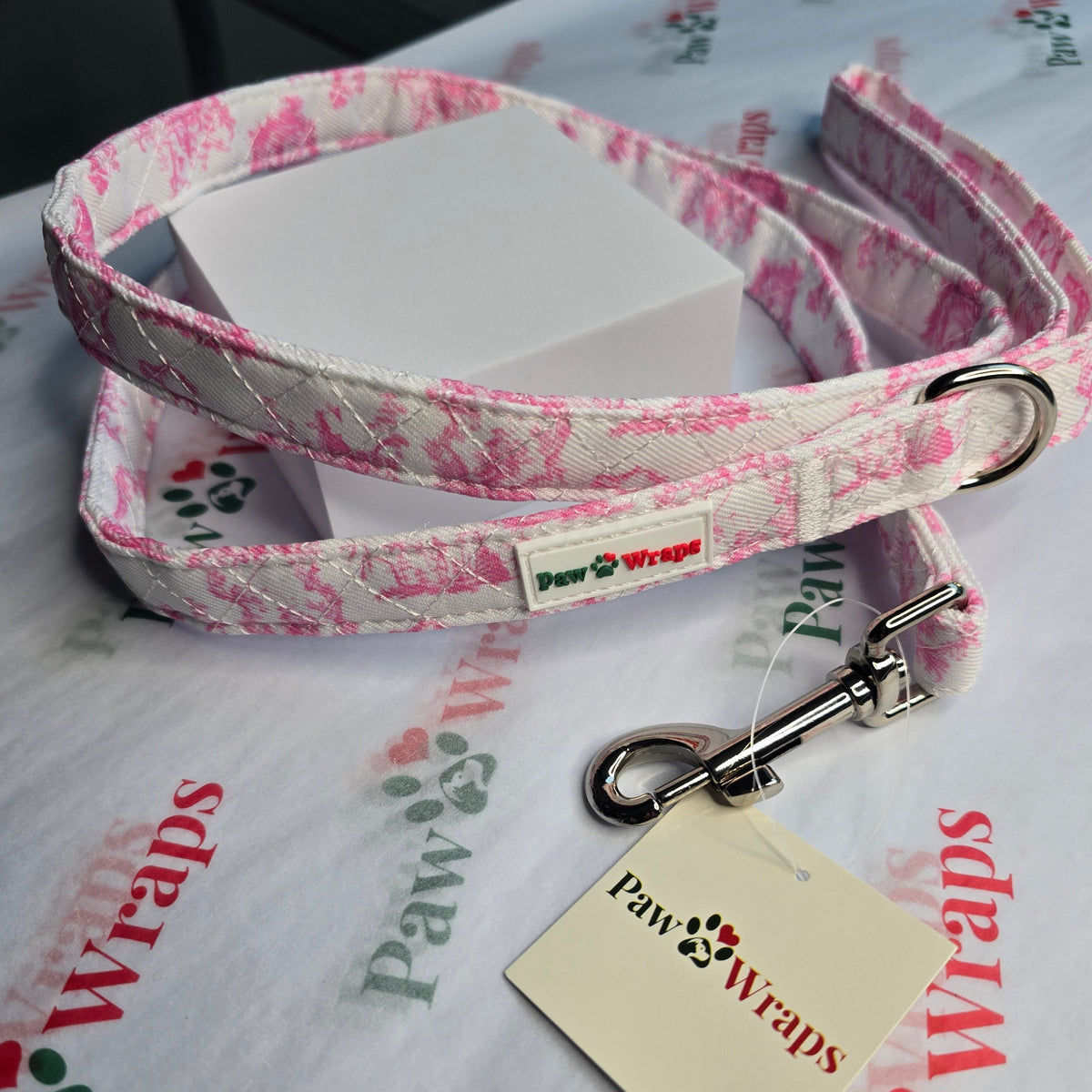 Paw Wraps Dog Lead Pink Toile de Jouy Dog Lead