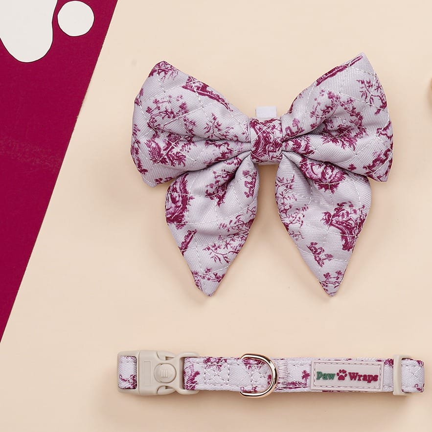Paw Wraps Dog Sailor Bow Cherry Toile de Jouy Dog Sailor Bow
