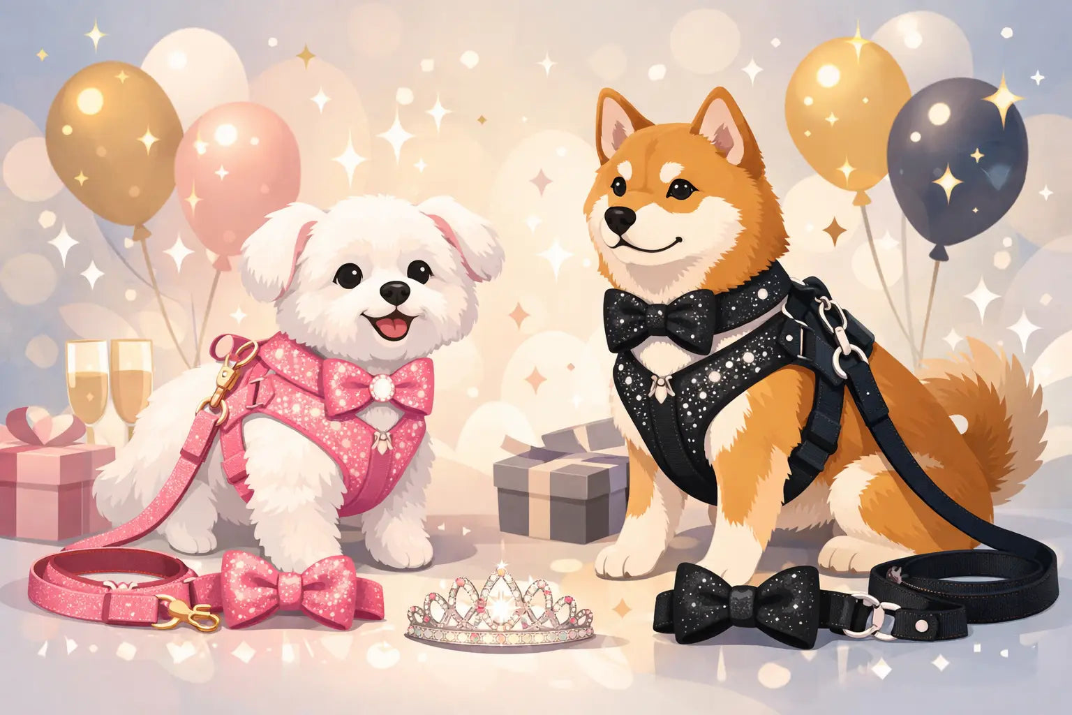 Sparkly Celebration Dog Harness Sets for Special Events