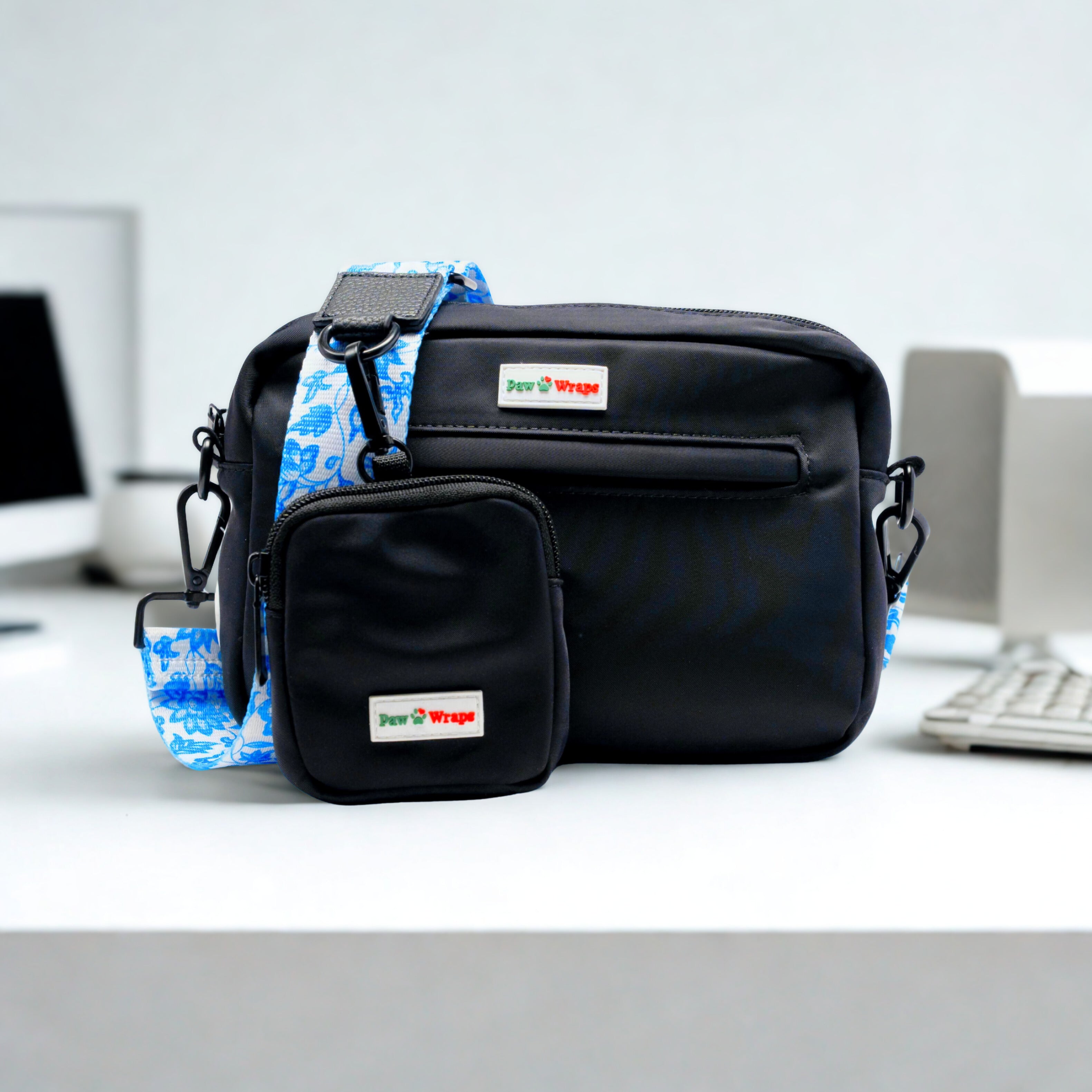 Black Dog Walking Bag with Adjustable Strap