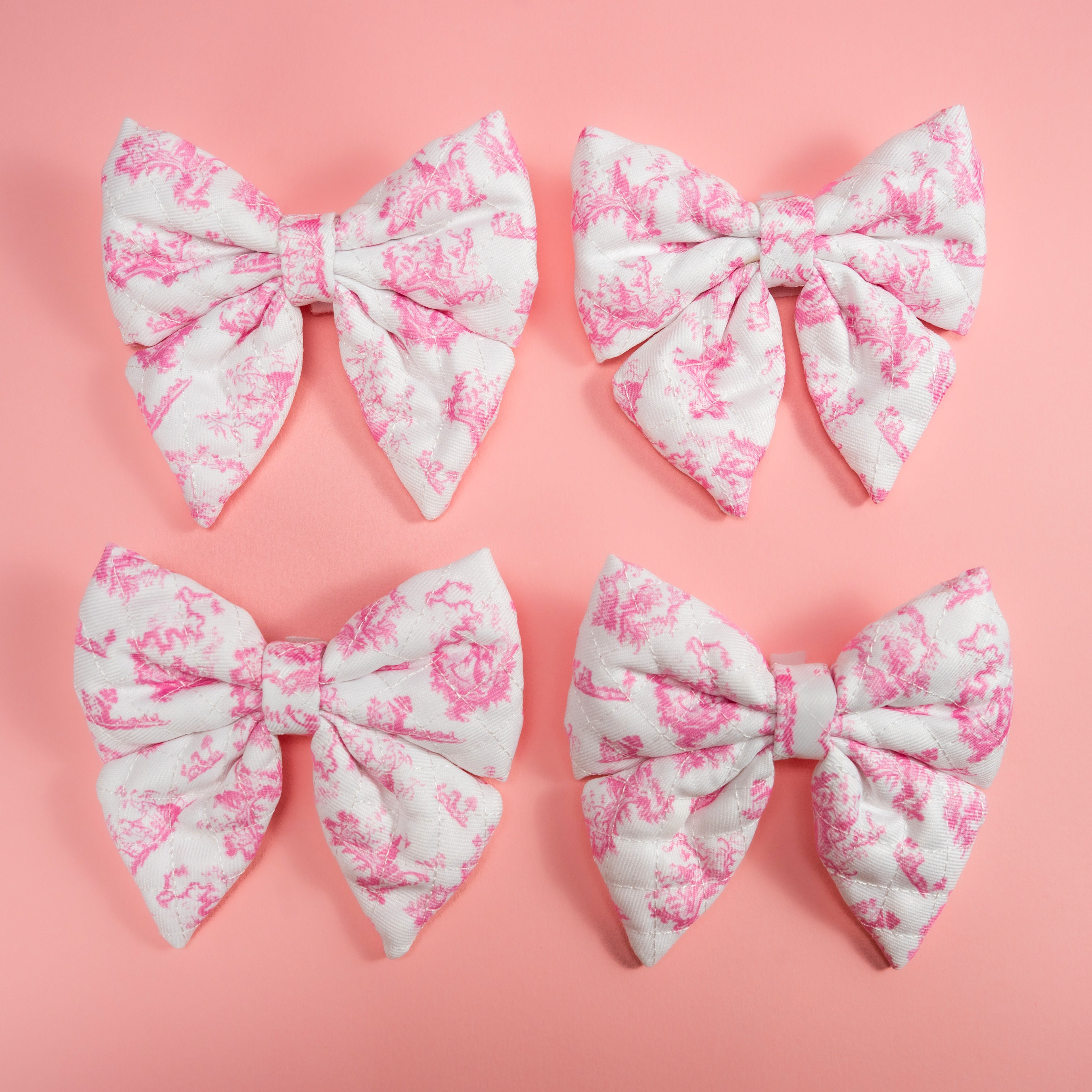 Pink Toile de Jouy Dog Sailor Bow Tie
