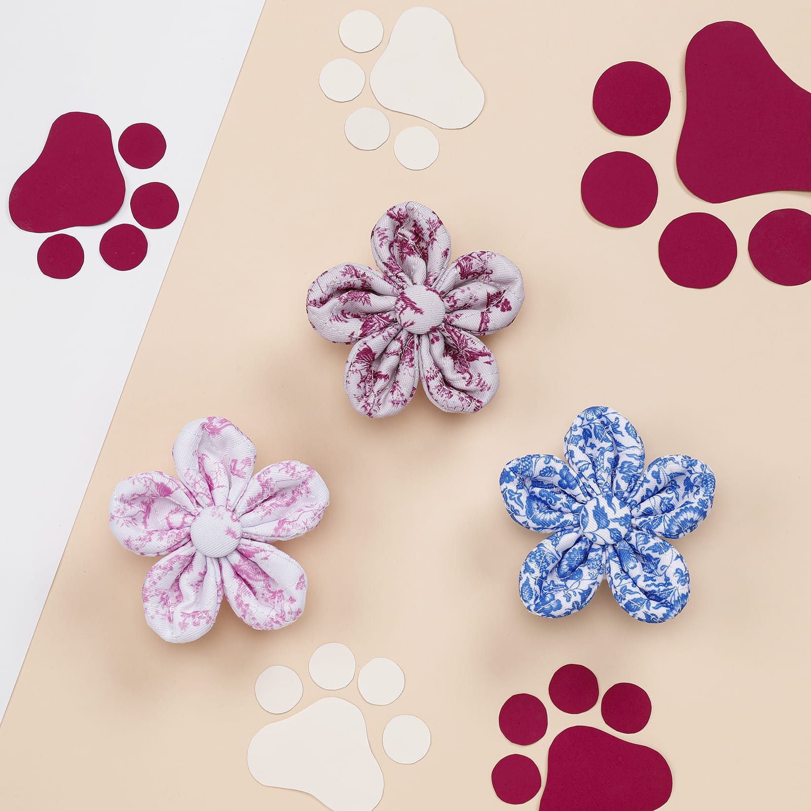 Paw Wraps Dog Collar Flower Pink Puppy / Tiny Dog Collar Flower