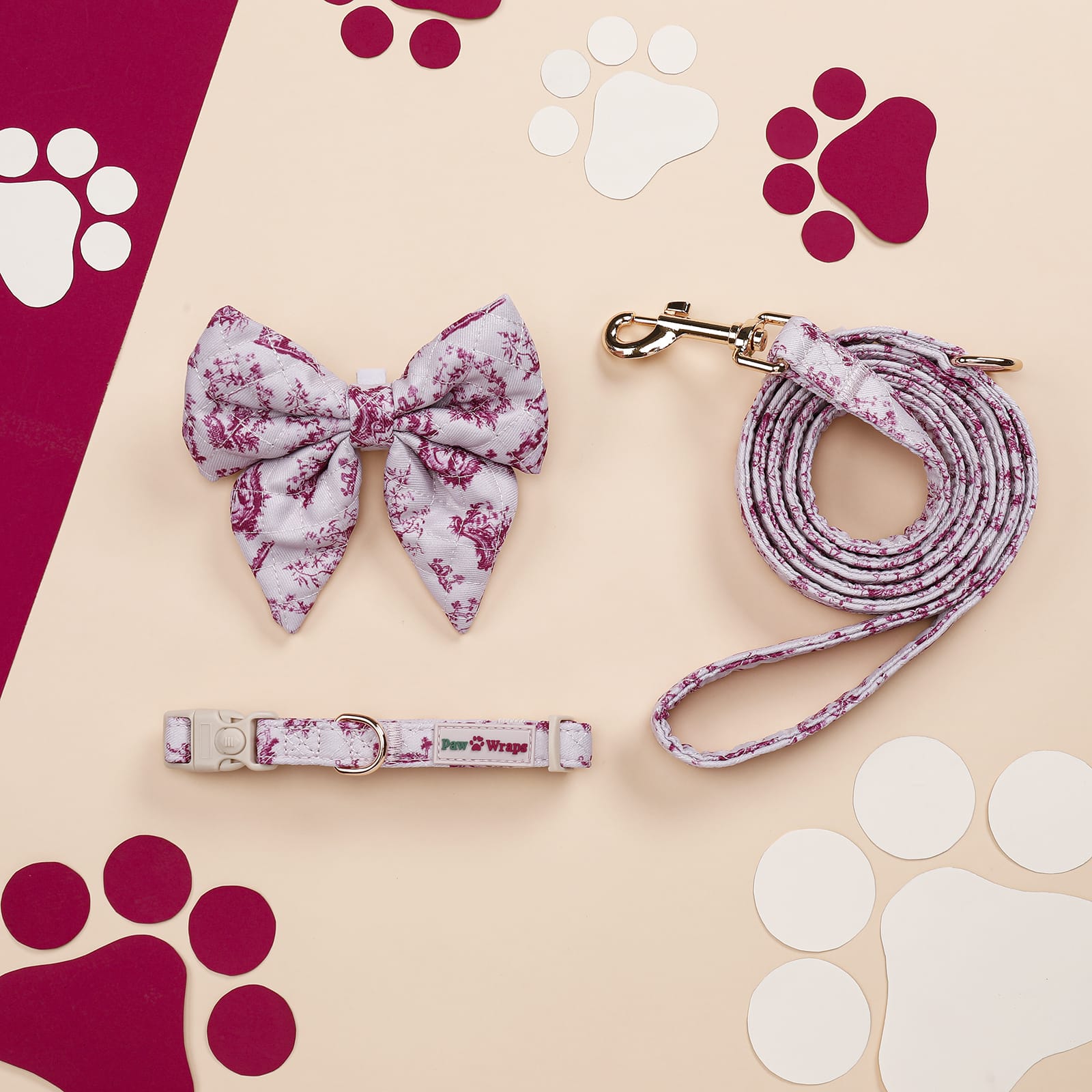 Cherry Toile de Jouy Dog Lead