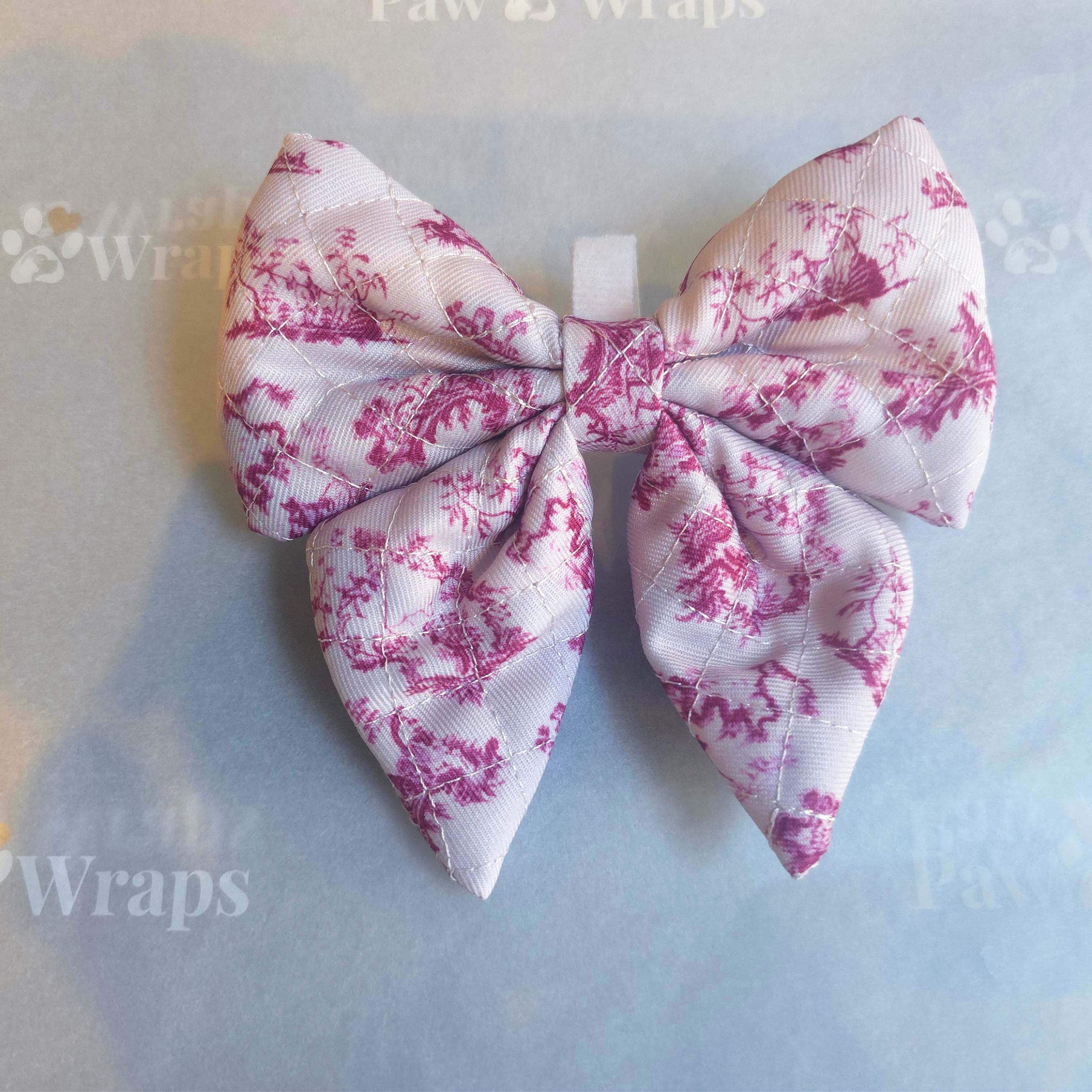 Luxury Cherry Toile de Jouy Dog Sailor Bow