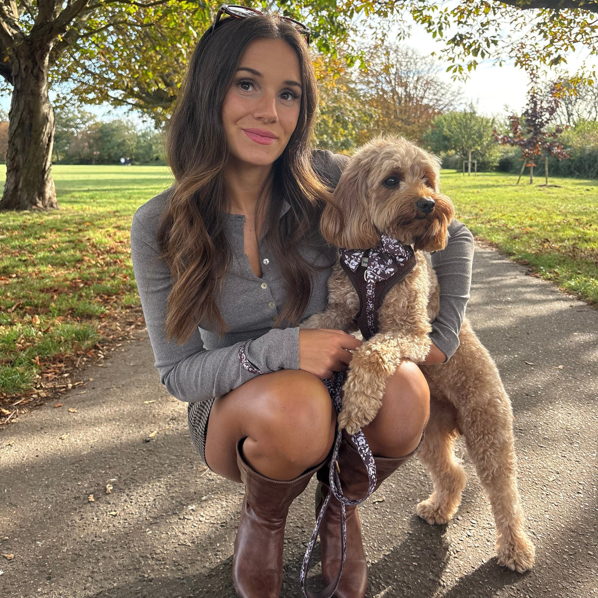 Paw Wraps Dog Lead Choco Teddy Floral Lead