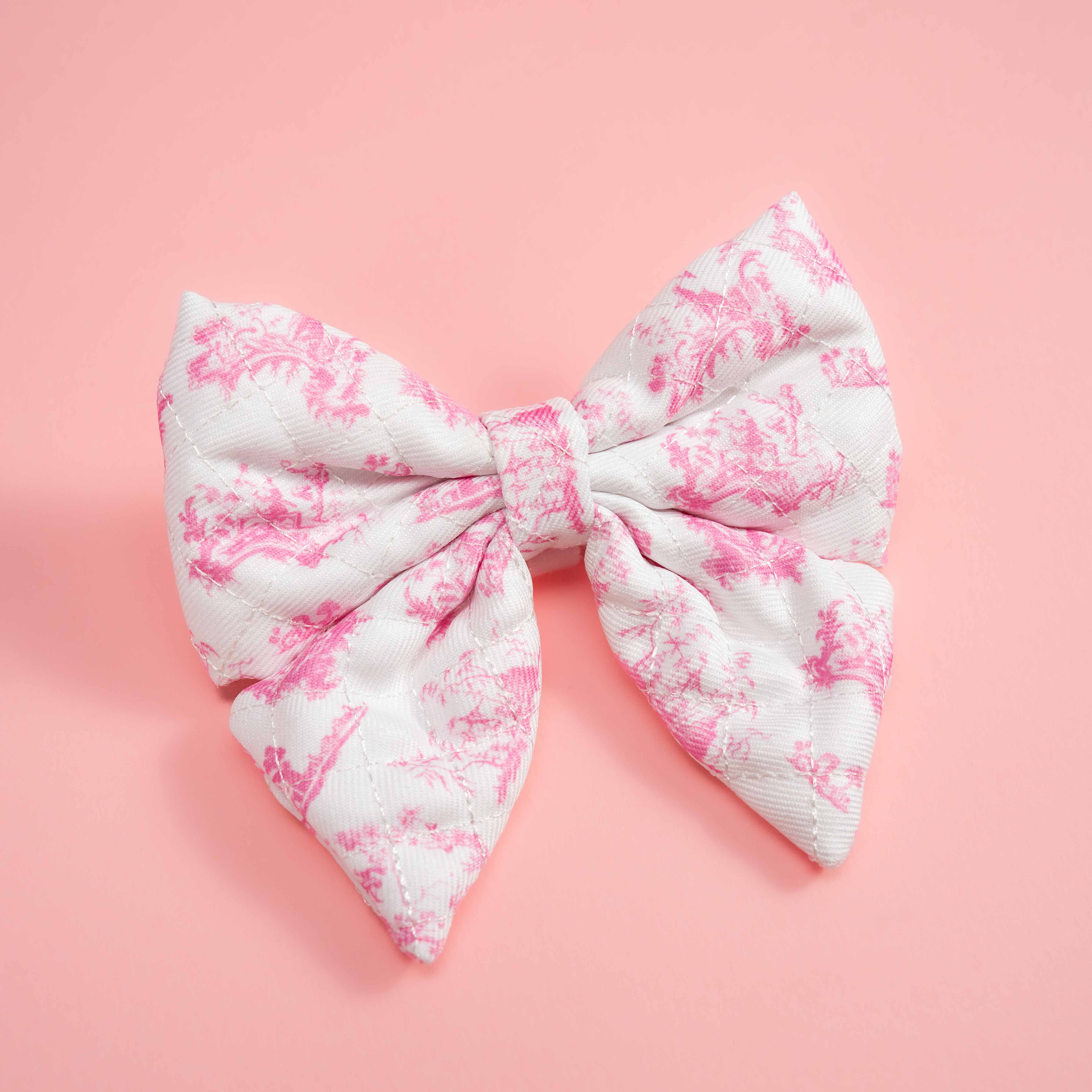 Pink Toile de Jouy Dog Sailor Bow Tie