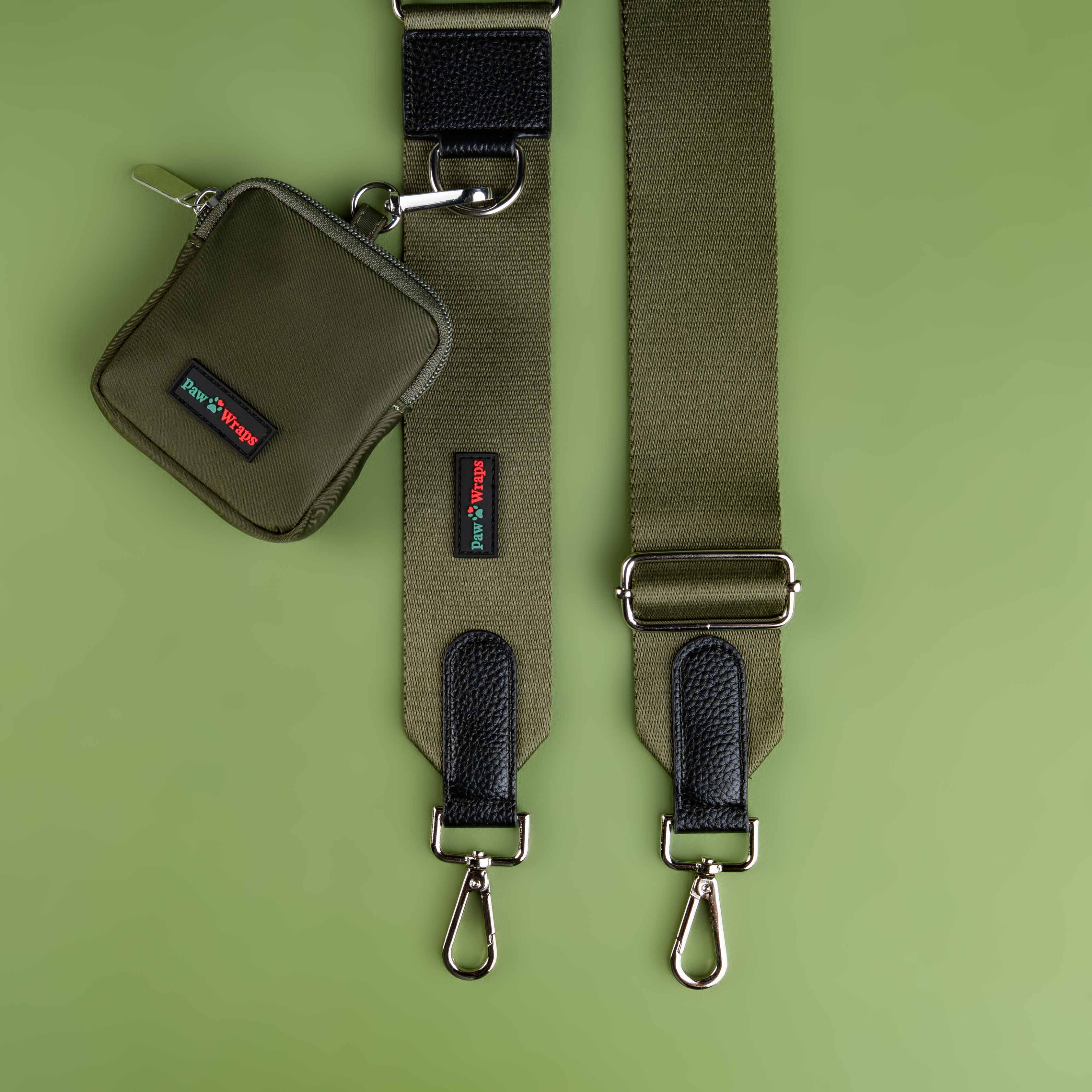Country Green Dog Walking Bag Set with Adjustable Strap