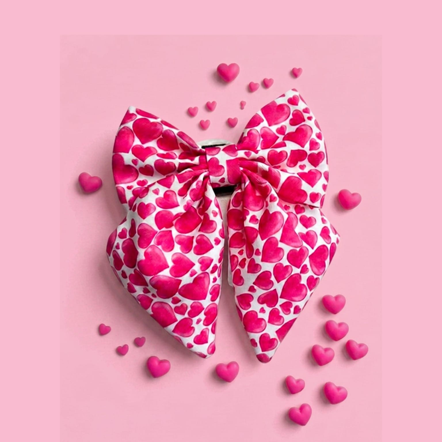 Paw Wraps Dog Sailor Bow Hot Pink Love Hearts Dog Sailor Bow Tie