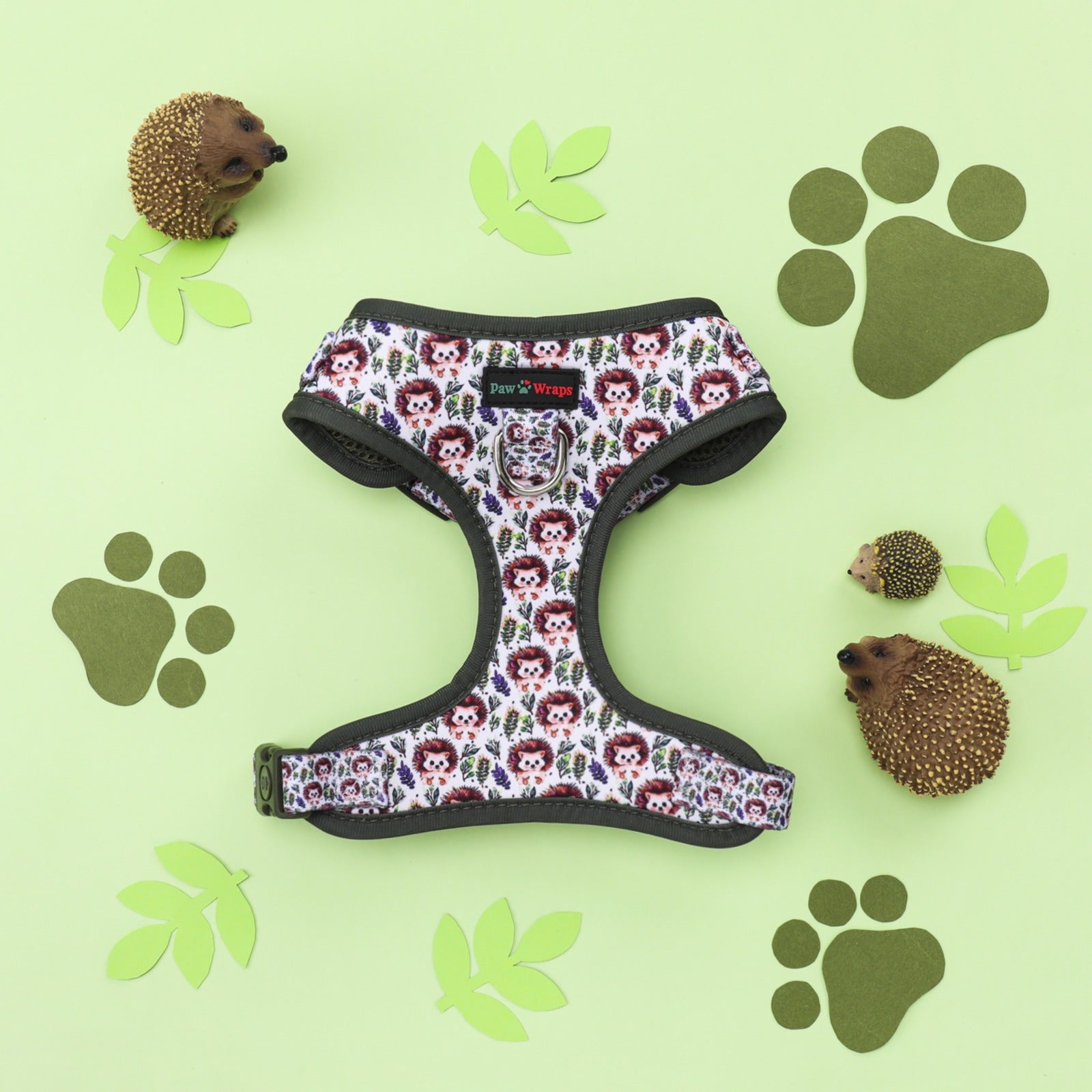 Paw Wraps Dog Harness S Country Hedgehog Dark Green No-Pull Neoprene Dog Harness