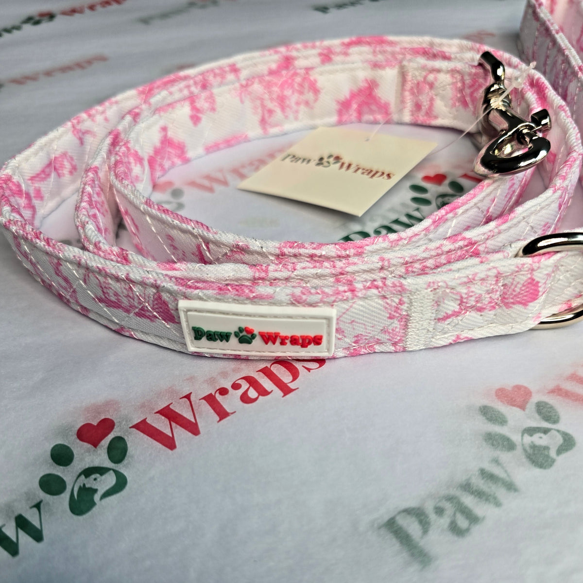 Paw Wraps Dog Lead Pink Toile de Jouy Dog Lead