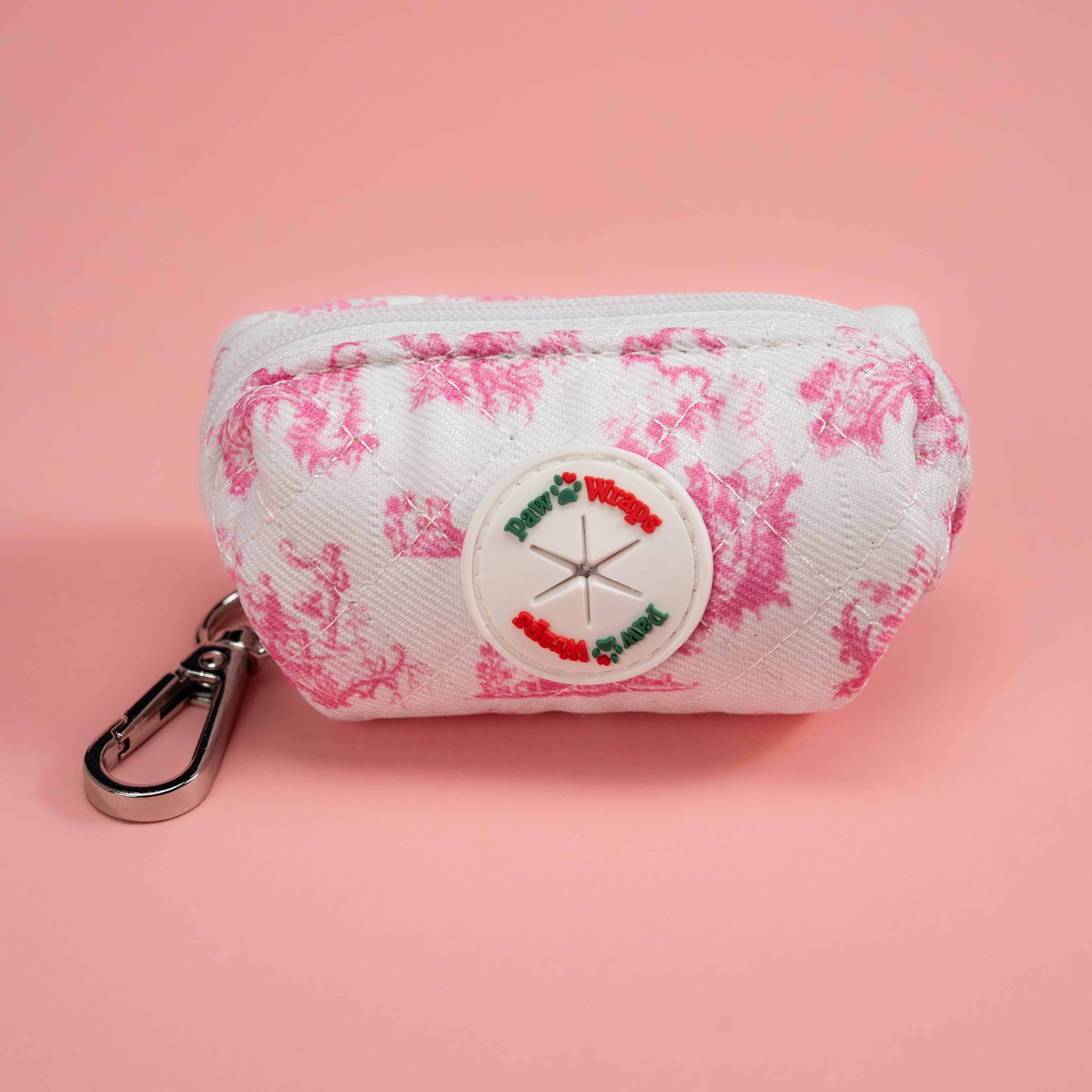 Paw Wraps Pink and White Toile de Jouy Poop Bag Holder
