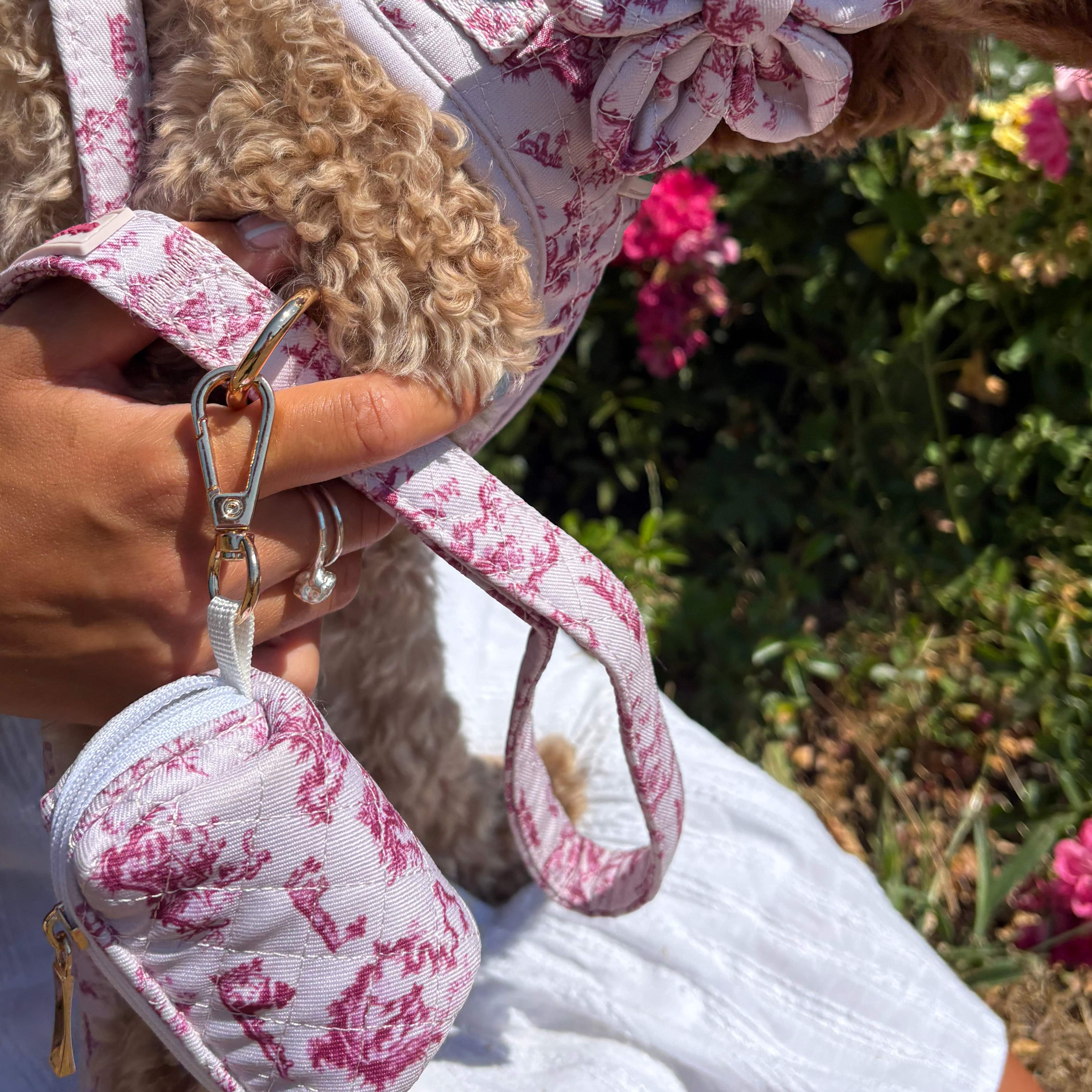 Paw Wraps Poop Bag Holder Cherry Toile de Jouy Dog Poop Bag Holder